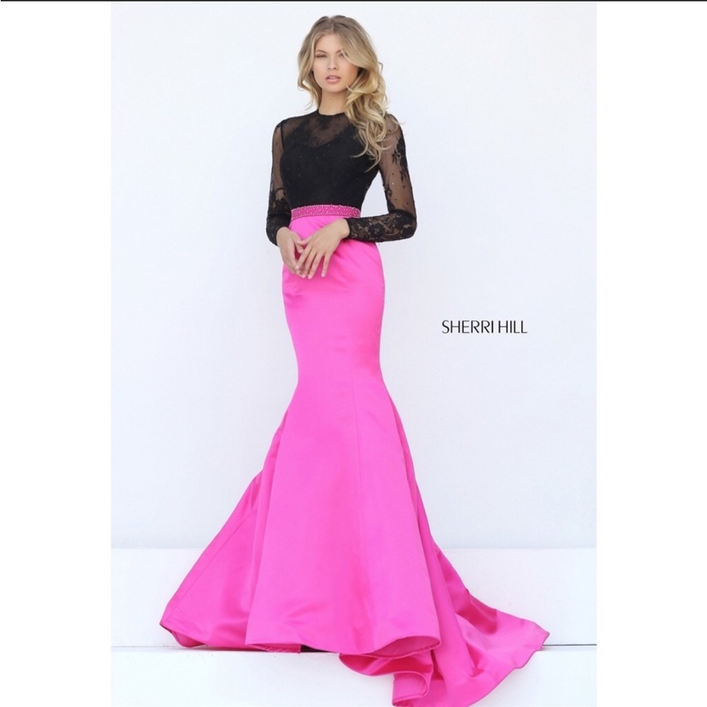 Sherri Hill pink and black formal